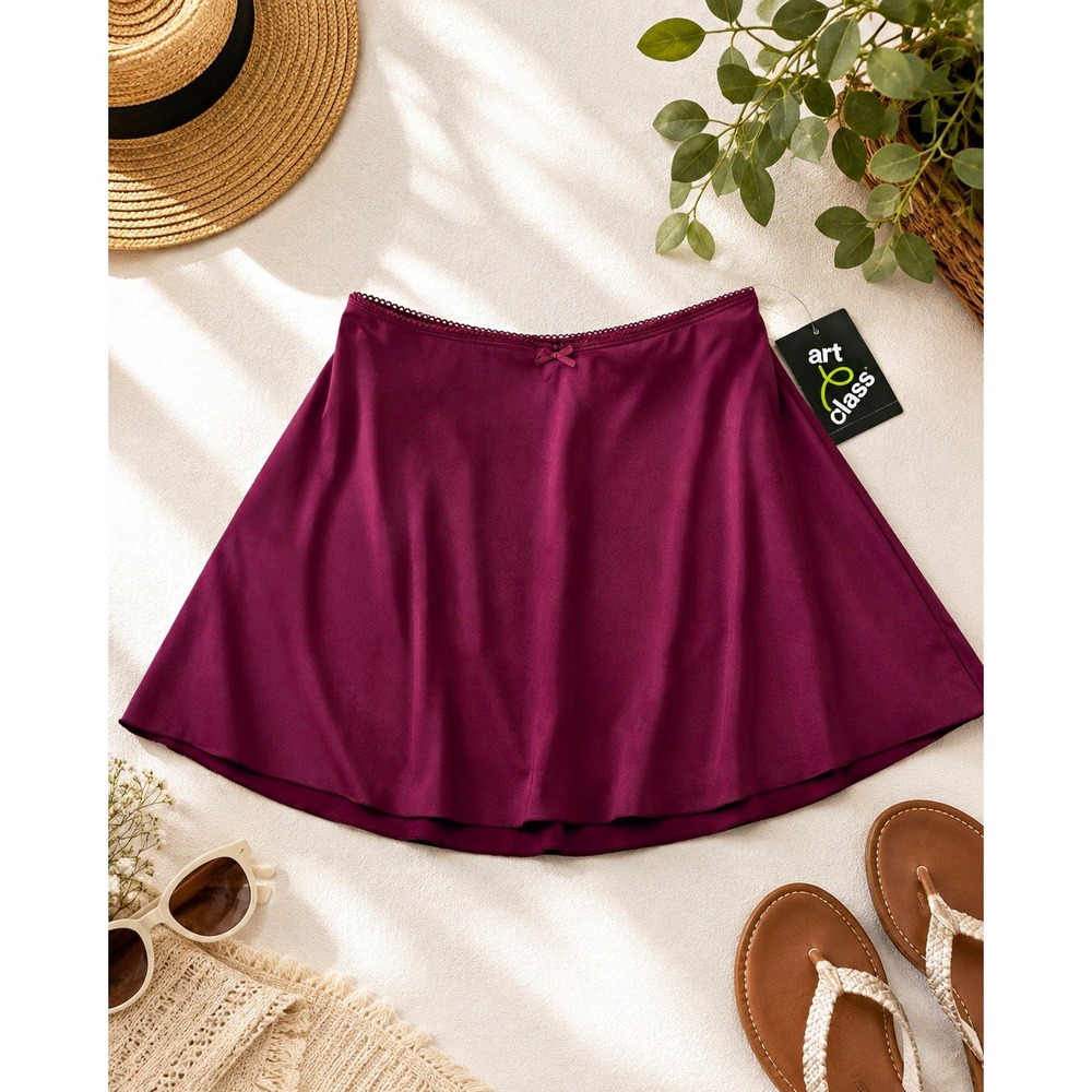 Art Class Girls Burgundy Skort Size M 8 NWT Flowy Pull On Built In Shorts